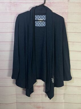 Lucky Brand Blue Open Front Draped Pocket Cardigan‎ Small